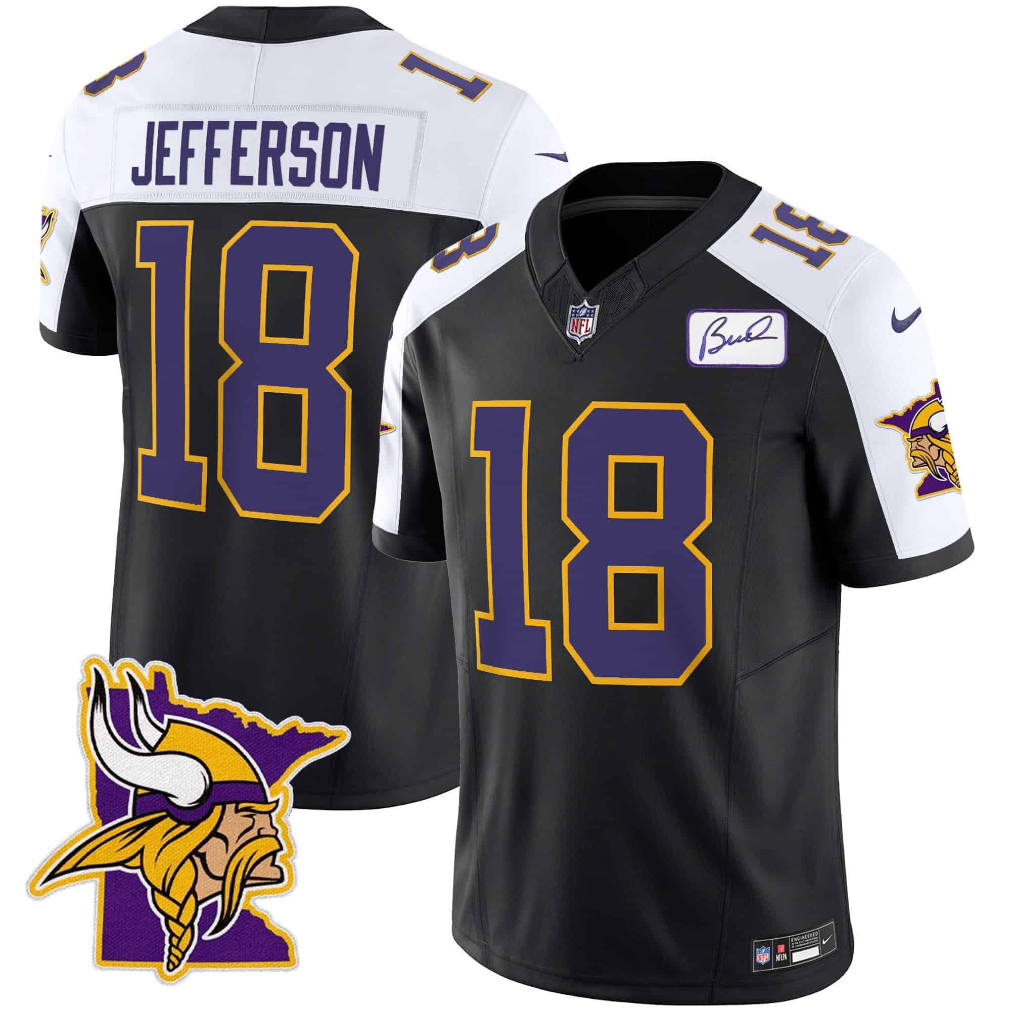 Men Minnesota Vikings #18 Jefferson Black 2024 Nike Patch Classic Limited NFL Jersey->indianapolis colts->NFL Jersey